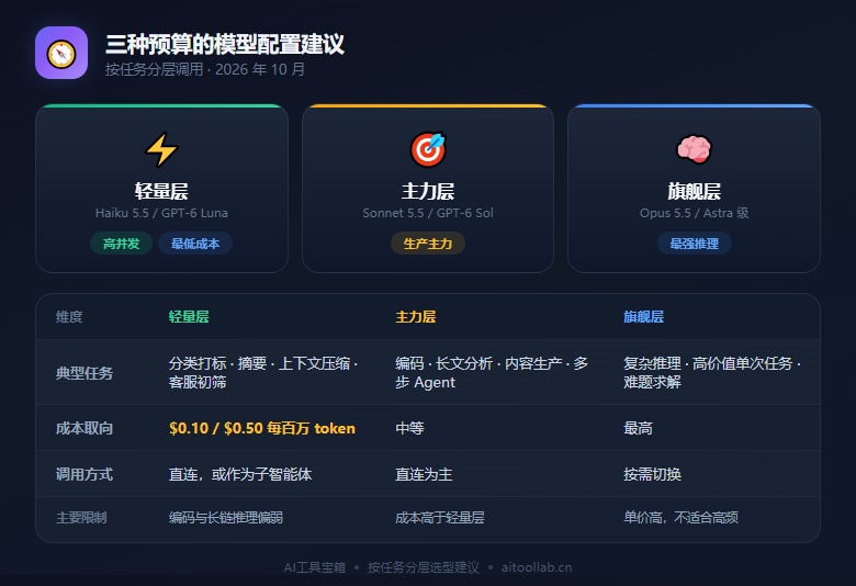 三种预算的模型配置建议