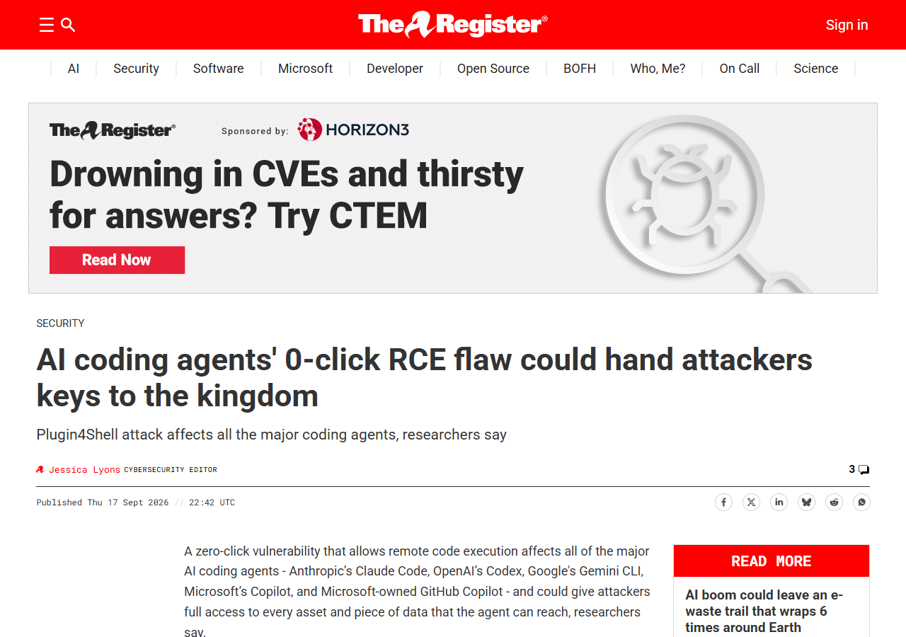 The Register 对 Plugin4Shell 漏洞的报道页面