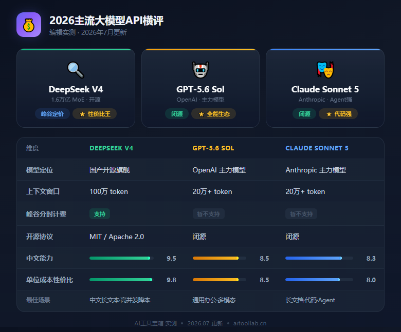DeepSeek V4正式版全量商用：1.6万亿参数+100万上下文，首创峰谷定价夜间算力费直降60%——开发者最省钱API方案全解析（2026年7月） - 数据对比信息图