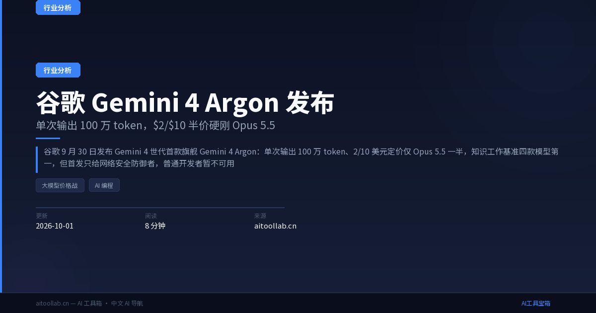 Gunini Gemini 4 Argon 发布:1M 输出与半价定价全解读